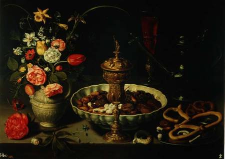 Still Life of Flowers and Dried Fruit à Clara Peeters