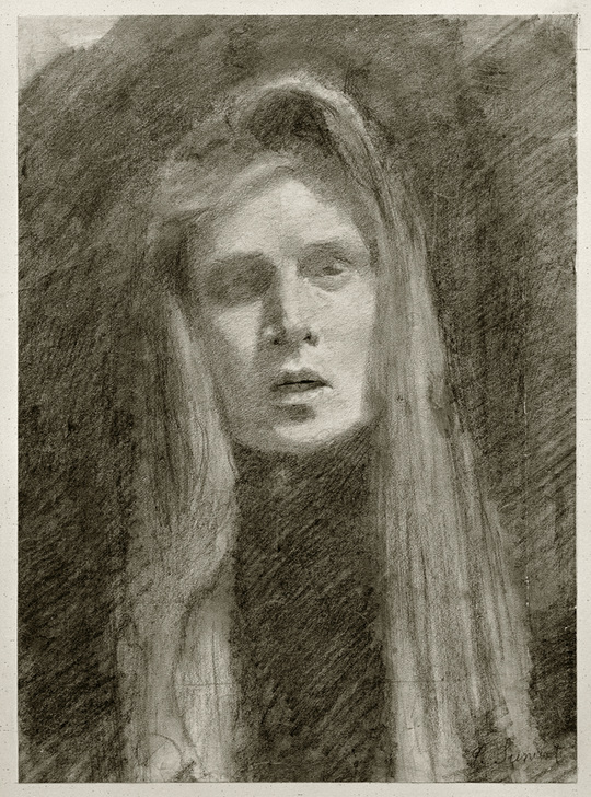 Weibliches Porträt mit Kopftuch (Selbstbildnis) à Clara Siewert