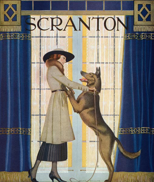 German Shepherd Jumping of Its Owner à Clarence Coles Phillips