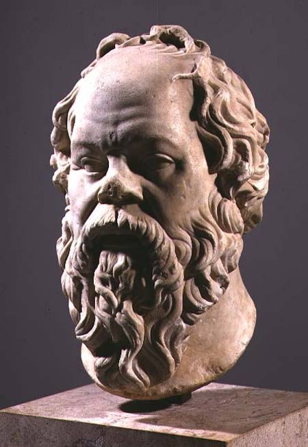 Socrates, marble head, copy from a bronze from the Pompeion in Athens, made à Classical Greek Lysippus