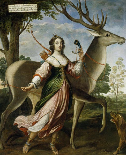 Marie de Rohan-Montbazon (1600-79) Duchess of Chevreuse as Diana the Huntress à Claude Deruet