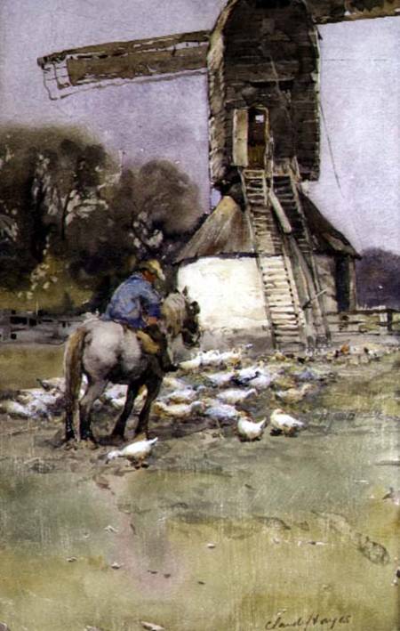 Horseman by a Windmill à Claude Hayes