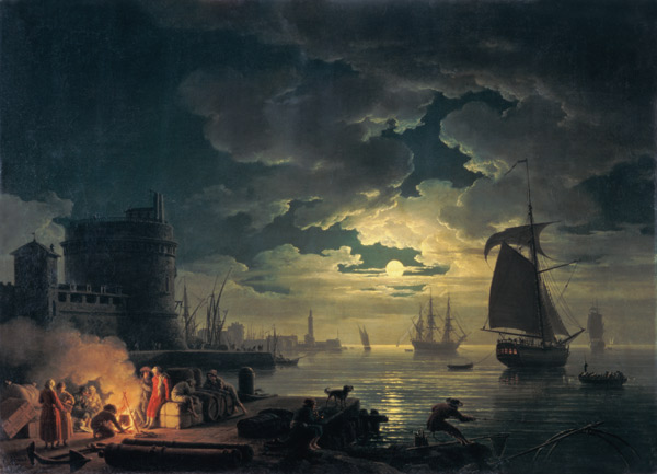 The Port of Palermo in the Moonlight à Claude Joseph Vernet