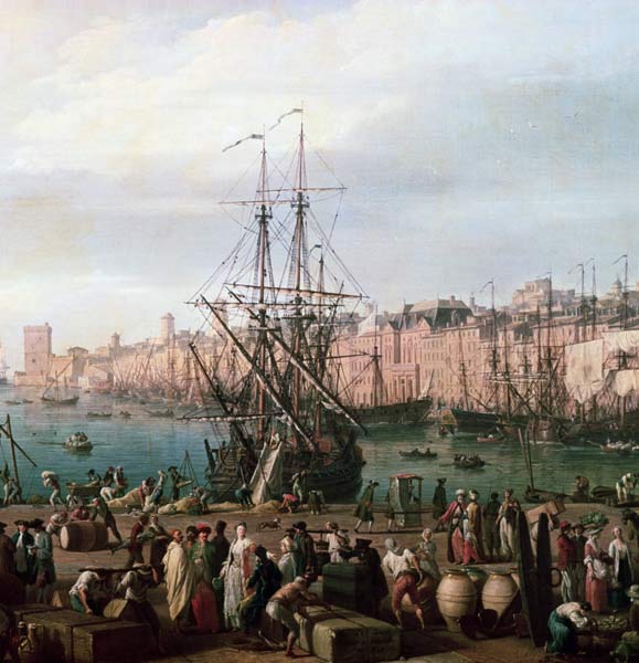 Morning View of the Inner Port of Marseille and the Pavilion of the Horloge du Parc, 1754 (detail of à Claude Joseph Vernet