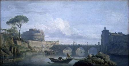View of the Bridge and Chateau of St. Angelo, Rome à Claude Joseph Vernet