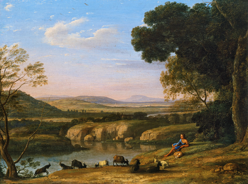 Flusslandschaft mit Ziegenhirt à Claude Lorrain