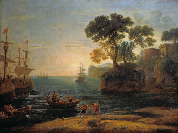 Die Ankunft Aeneas ´ in Italien, Beginn des römischen Reiches. à Claude Lorrain