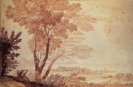 Landscape (pen and ink on paper) à Claude Lorrain