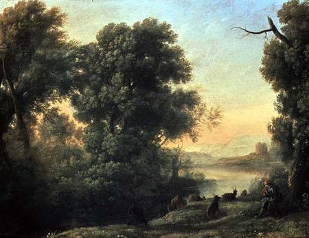 River landscape with Goatherd Piping à Claude Lorrain