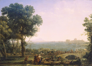 Die Schlacht zwischen Maxentius und Consta auf der Brücke à Claude Lorrain