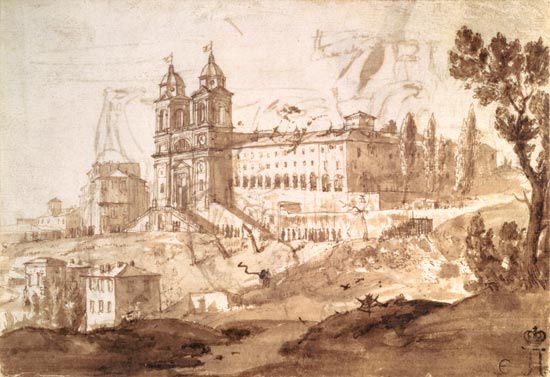 View of the Church of S. Trinita dei Monti, Rome à Claude Lorrain