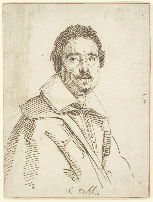 Brustbild eines Mannes mit Schnurr- und Knebelbart und umgelegtem Kragen nach rechts à Claude Mellan