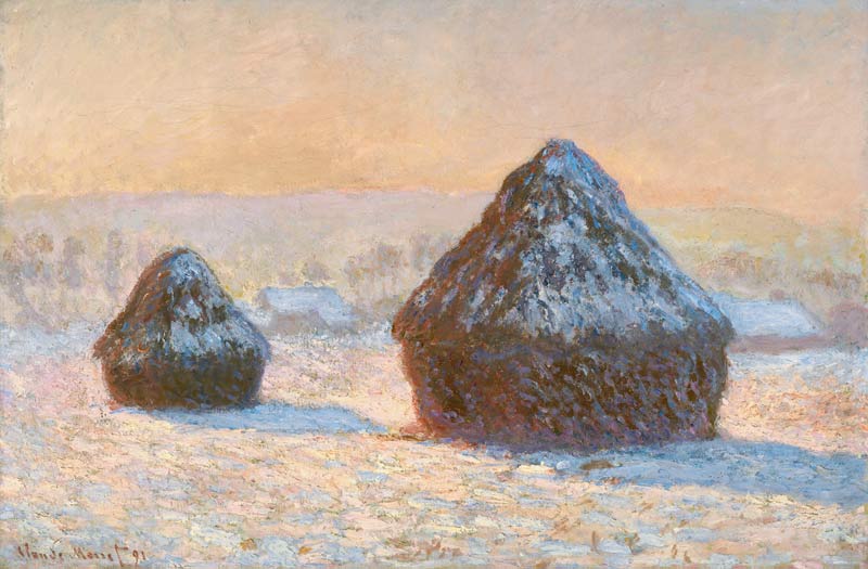 Wheatstacks, Snow Effect, Morning à Claude Monet