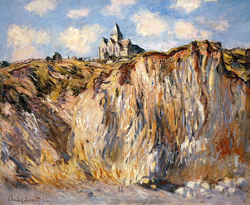 l'église des Varengeville dans la lumière de matin. à Claude Monet