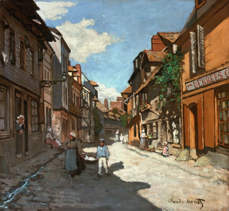 Rue de village en Normandie (rue de la Bavolle, Honfleur) à Claude Monet