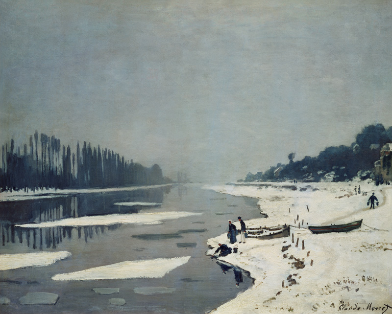 Ice on the Seine at Bougival à Claude Monet