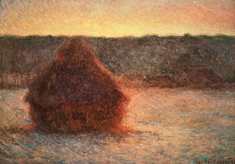 Haystacks at Sunset, Frosty Weather à Claude Monet