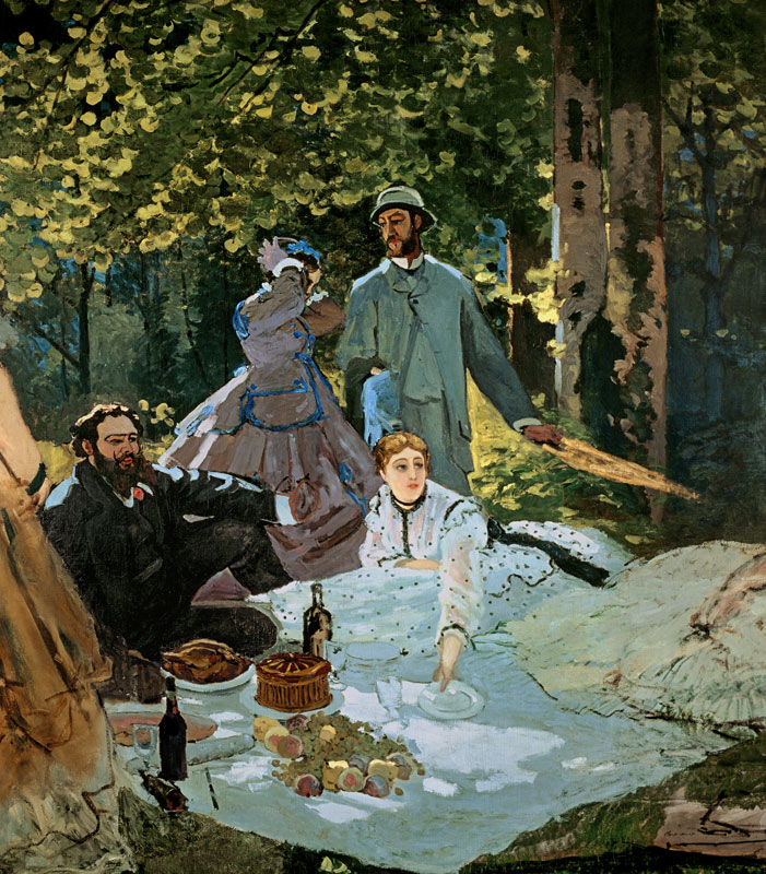 Le déjeuner sur l'herbe à Chailly (avec les peintres Courbet et Bazille) à Claude Monet
