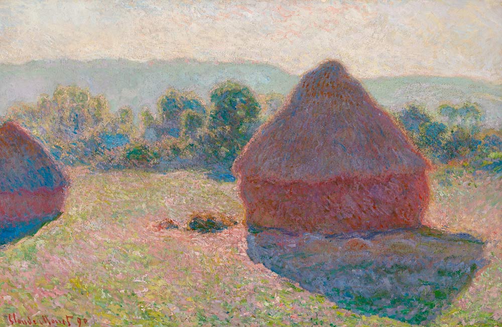 Haystacks, midday à Claude Monet