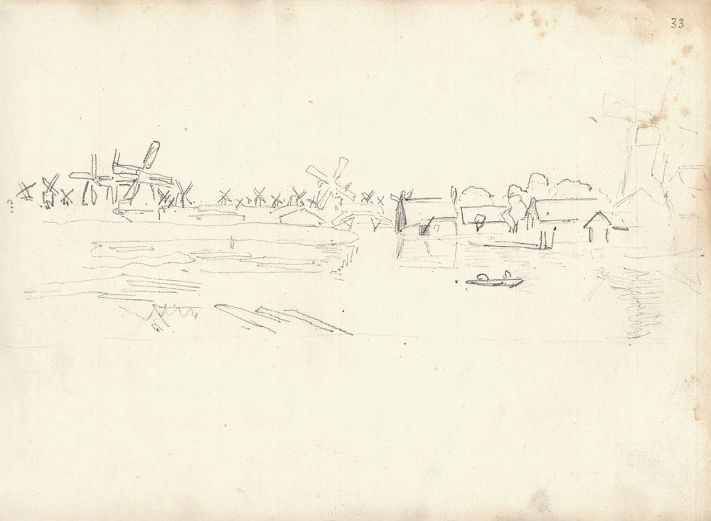 Mills on the Zaan upriver from Zaarndam à Claude Monet