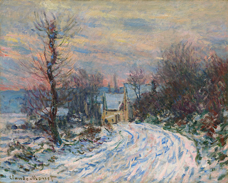 Ortseingang von Giverny im Winter à Claude Monet