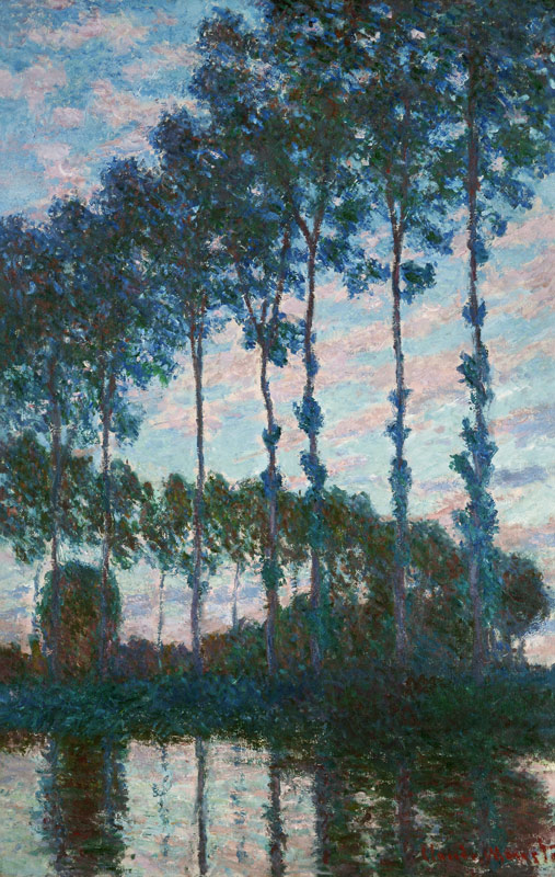 Poplars on the banks of the Epte, Evening effect à Claude Monet