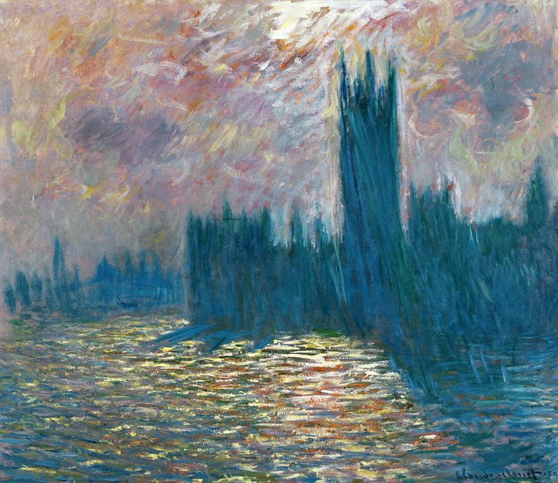 Parliament, Reflections on the Thames à Claude Monet