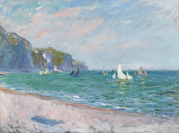Bateaux devant les falaises de Pourville à Claude Monet