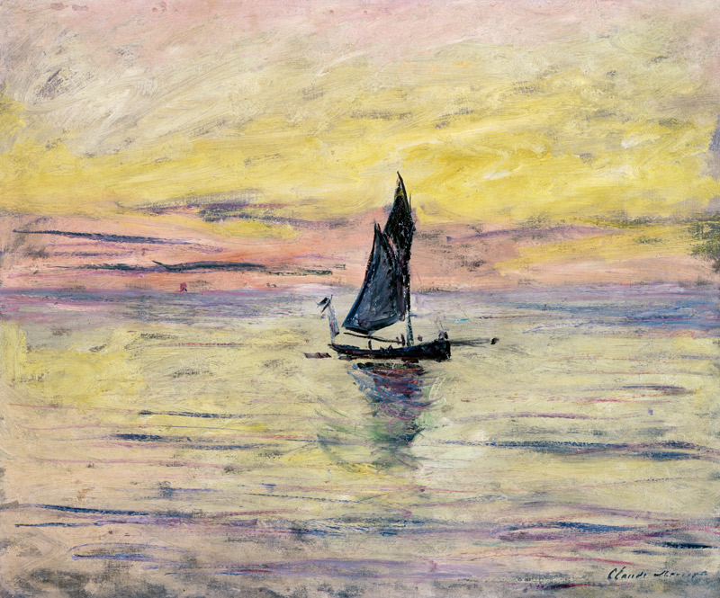 Le bateau à voile, effet du soir à Claude Monet