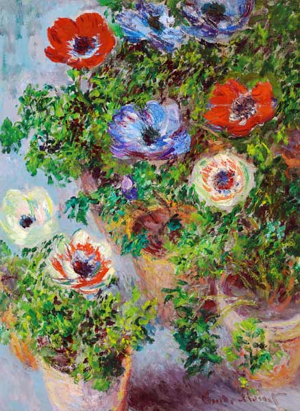 Anemonen in einer Vase à Claude Monet