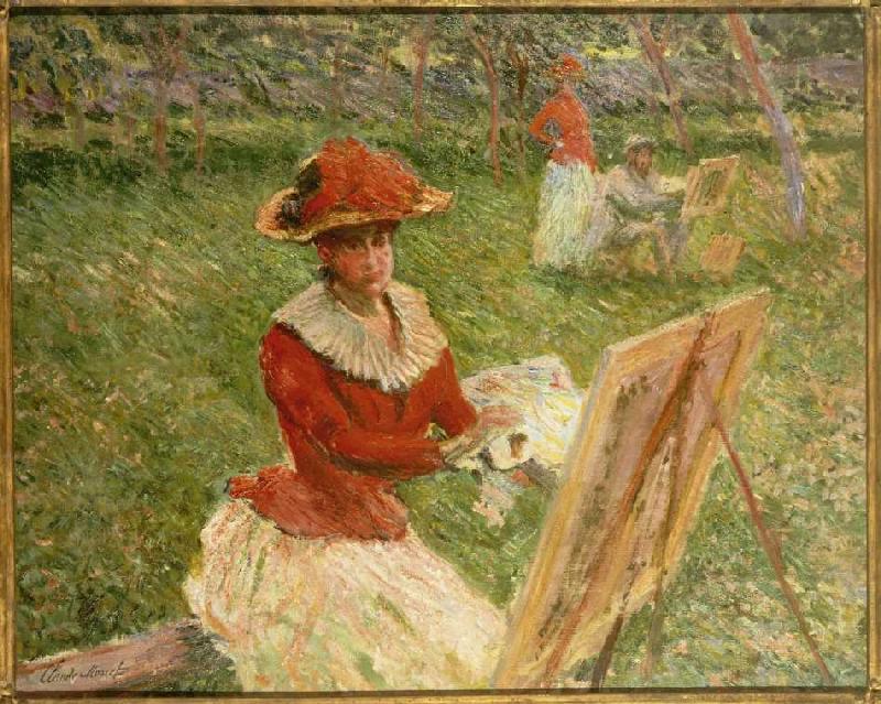 Blanche Hoschede malend à Claude Monet