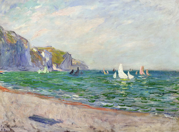 Boats below the Cliffs at Pourville à Claude Monet