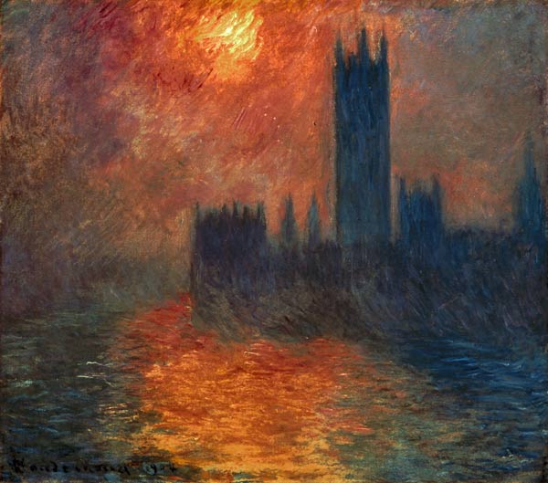 Parliament At Sunset à Claude Monet