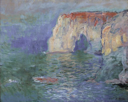 Etretat: La Manneporte, reflets sur l'eau à Claude Monet