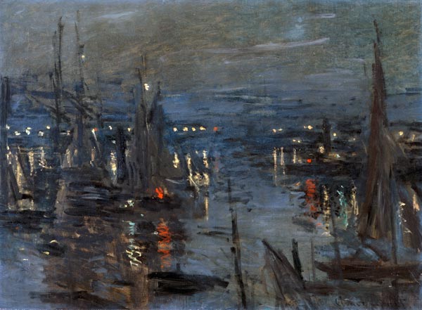 Ambiance de soir dans le port du Havre à Claude Monet