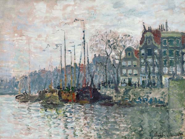 View of the Prins Hendrikkade and the Kromme Waal in Amsterdam à Claude Monet