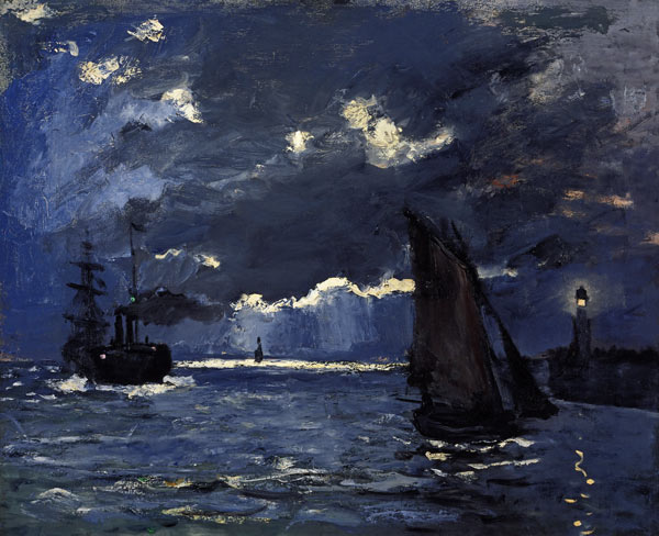 Seestück, Schiffe im Mondschein à Claude Monet