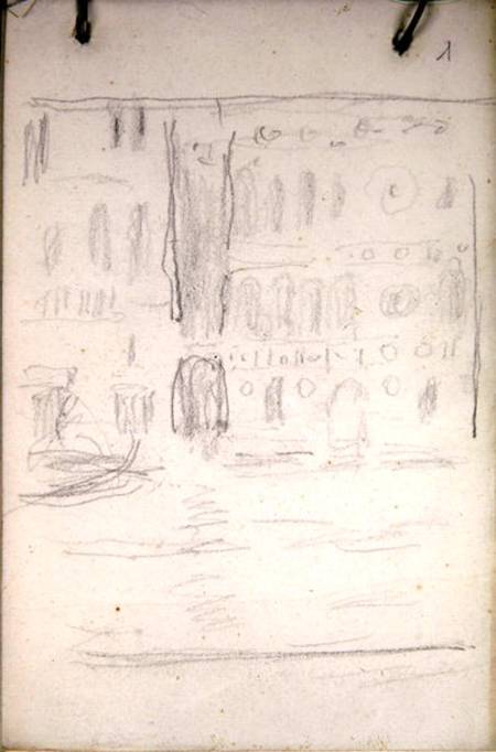 Sketch of Palazzo Dario à Claude Monet