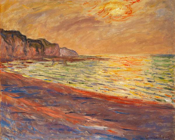 Plage de Pourville, coucher de soleil à Claude Monet