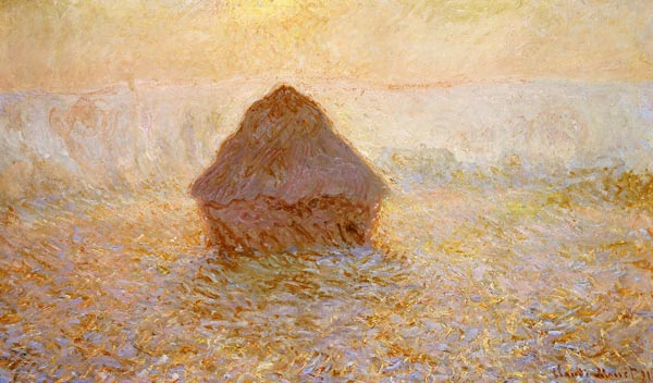 Haystacks, Sun in the Mist à Claude Monet