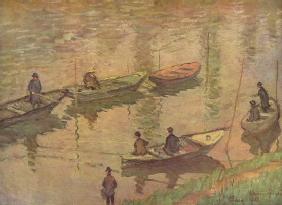 Pêcheurs sur la Seine à Poissy