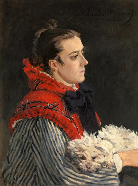 Camille Monet avec le chien.