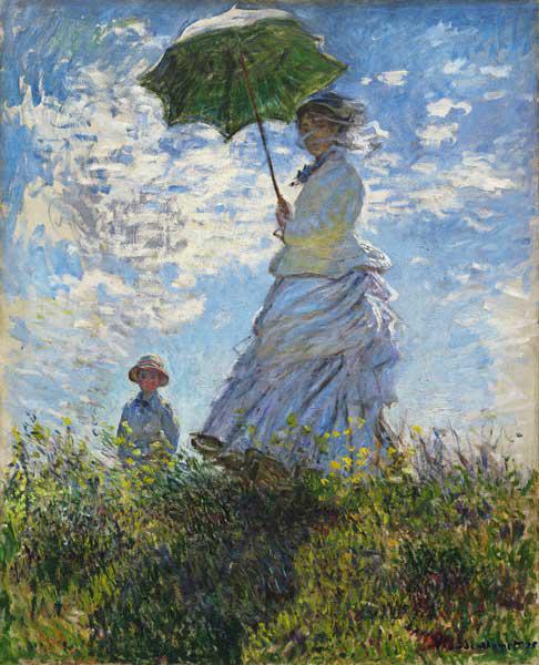 Femme avec ombrelle - madame Monet avec leur fils