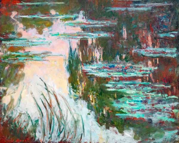 Water-Lilies, Setting Sun à Claude Monet
