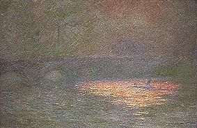 le pont de Waterloo à Londres dans la lumière de soir. à Claude Monet
