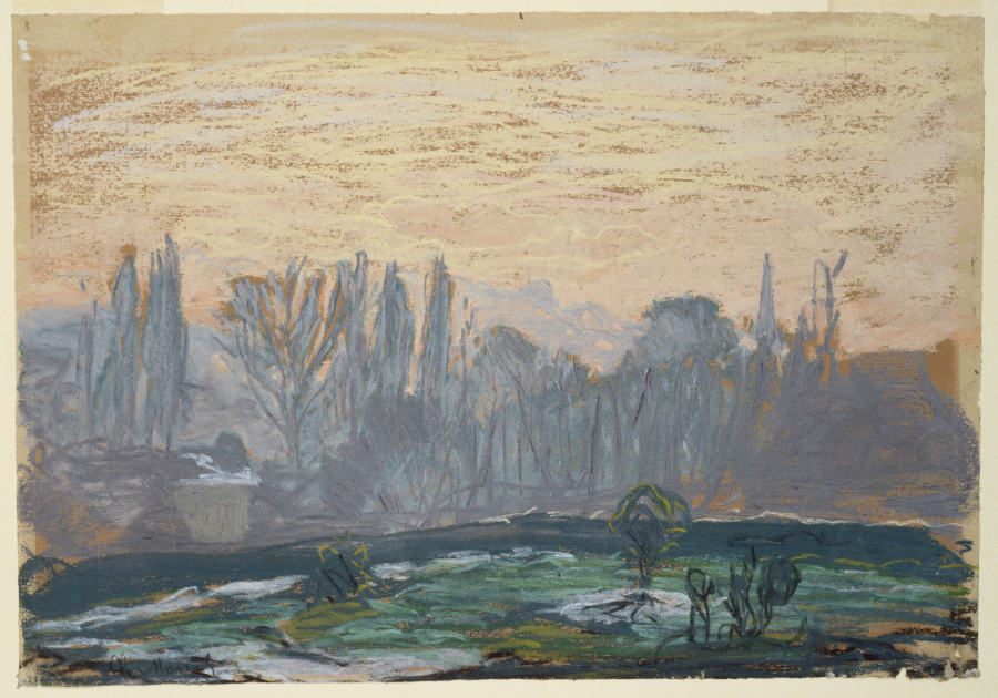 Winter Landscape with Evening Sky à Claude Monet
