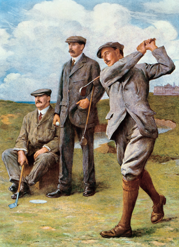 (LtoR) John Henry Taylor (1871-1963), James Braid (1870-1950), and Harry Vardon (1870-1937), 'The Gr à Clement Flower