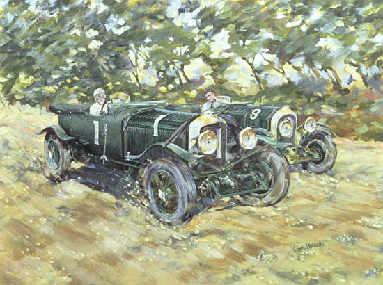 1929 Le Mans Winning Bentleys (acrylic on canvas)  à Clive  Metcalfe