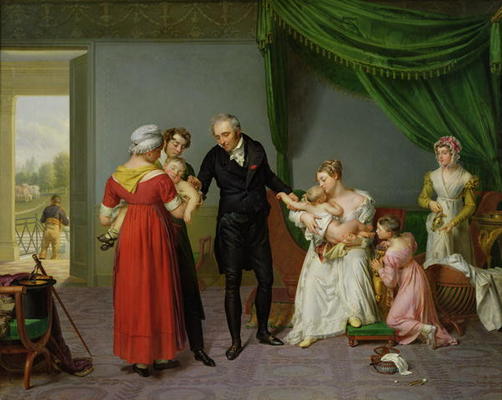 Baron Jean Louis Alibert (1768-1837) performing the vaccination against smallpox in the Chateau of L à Constant Joseph Desbordes