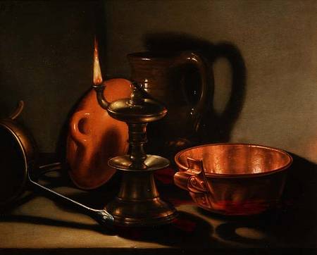 A Still Life with an oil lamp à Cornelis Jacobsz